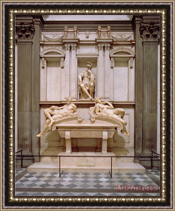 Michelangelo Buonarroti Dusk And Dawn From The Tomb of Lorenzo De Medici Designed 1521 Carved 1524 34 Framed Painting