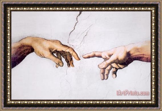 Michelangelo Buonarroti Michelangelo Creation of Adam Inset Art Poster Print Framed Painting