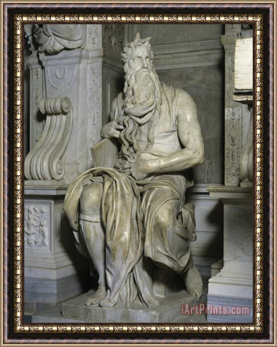 Michelangelo Buonarroti Moses Full View Right Side Framed Painting