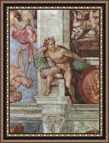 The Aspen Chapel Framed Prints - Sistine Chapel Ceiling 1508 12 Expulsion of Adam And Eve From The Garden of Eden Ignudo by Michelangelo Buonarroti