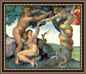 The Aspen Chapel Framed Prints - Sistine Chapel Ceiling 1508 12 The Fall of Man 1510 Post Restoration by Michelangelo Buonarroti