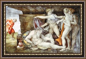 The Aspen Chapel Framed Prints - Sistine Chapel Ceiling Drunkenness of Noah by Michelangelo Buonarroti
