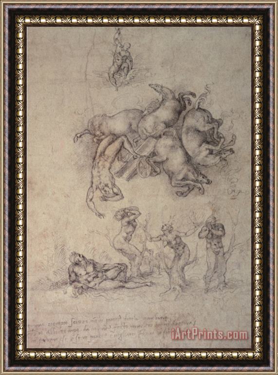 Michelangelo Buonarroti The Fall of Phaethon 1533 Framed Painting