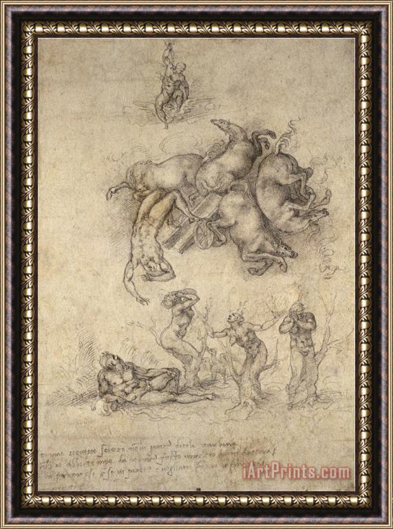 Michelangelo Buonarroti The Fall of Phaeton 1533 Framed Print