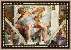 The Aspen Chapel Framed Prints - The Sistine Chapel Ceiling Frescos After Restoration The Prophet Jonah by Michelangelo Buonarroti
