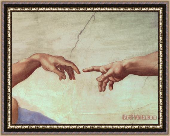 Michelangelo Detail from The Creation of Adam Framed Print