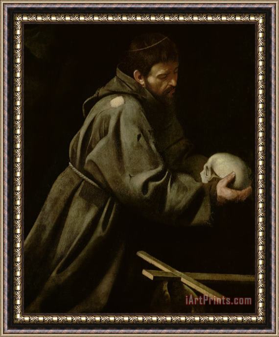 Michelangelo Merisi da Caravaggio Saint Francis In Meditation Framed Painting