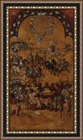 Conquest of Mexico, 1521 Framed Prints - The Conquest of Mexico. Tabla II by Miguel Gonzales