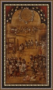 Conquest of Mexico, 1521 Framed Prints - The Conquest of Mexico. Tabla III by Miguel Gonzales