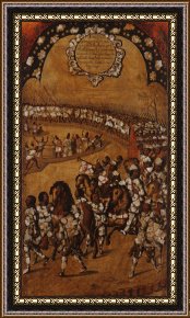 Conquest of Mexico, 1521 Framed Prints - The Conquest of Mexico. Tabla IX by Miguel Gonzales