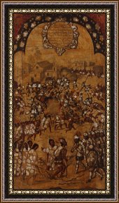 Conquest of Mexico, 1521 Framed Prints - The Conquest of Mexico. Tabla V by Miguel Gonzales