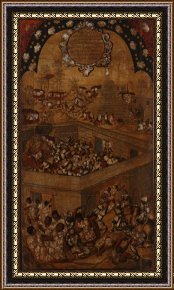 Conquest of Mexico, 1521 Framed Prints - The Conquest of Mexico. Tabla VII by Miguel Gonzales