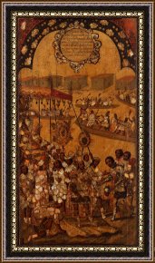 Conquest of Mexico, 1521 Framed Prints - The Conquest of Mexico. Tabla X by Miguel Gonzales