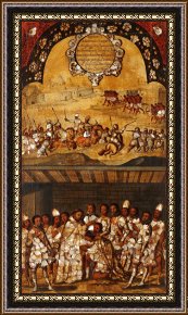 Conquest of Mexico, 1521 Framed Prints - The Conquest of Mexico. Tabla Xix by Miguel Gonzales