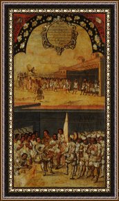 Conquest of Mexico, 1521 Framed Prints - The Conquest of Mexico, Tabla Xv by Miguel Gonzales