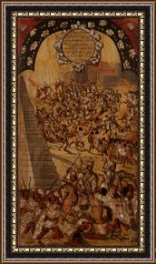 Conquest of Mexico, 1521 Framed Prints - The Conquest of Mexico. Tabla Xvi by Miguel Gonzales