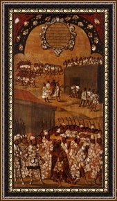 Conquest of Mexico, 1521 Framed Prints - The Conquest of Mexico. Tabla Xvii by Miguel Gonzales
