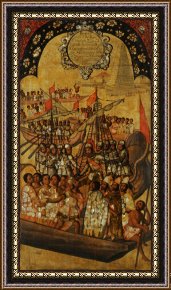 Conquest of Mexico, 1521 Framed Prints - The Conquest of Mexico. Tabla Xxiii by Miguel Gonzales