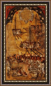 Conquest of Mexico, 1521 Framed Prints - The Conquest of Mexico. Tabla Xxiv by Miguel Gonzales