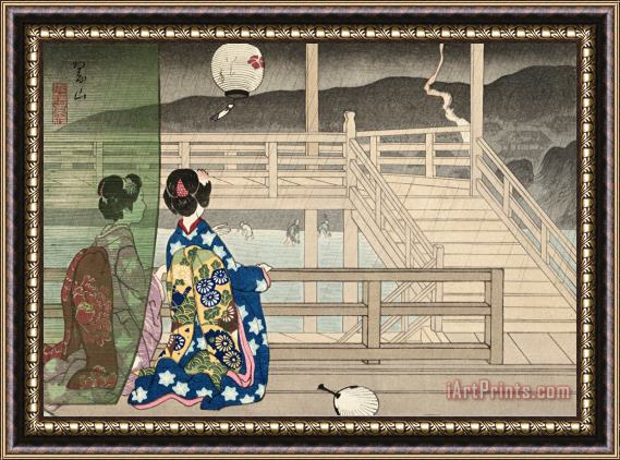 Miki Suizan Shower on The Kamo River Framed Painting