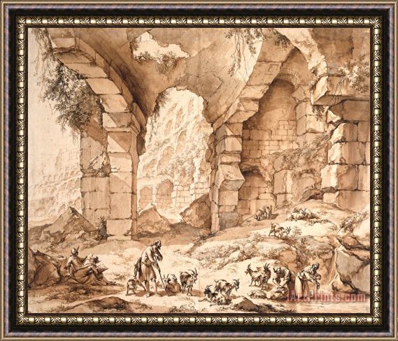 Nicolaes Pietersz Berchem Gezicht Op De Ruines Van Het Colosseum Framed Painting
