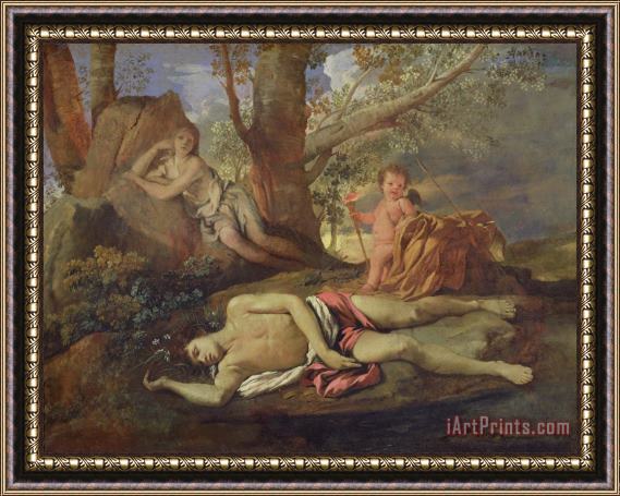 Nicolas Poussin Echo and Narcissus Framed Print