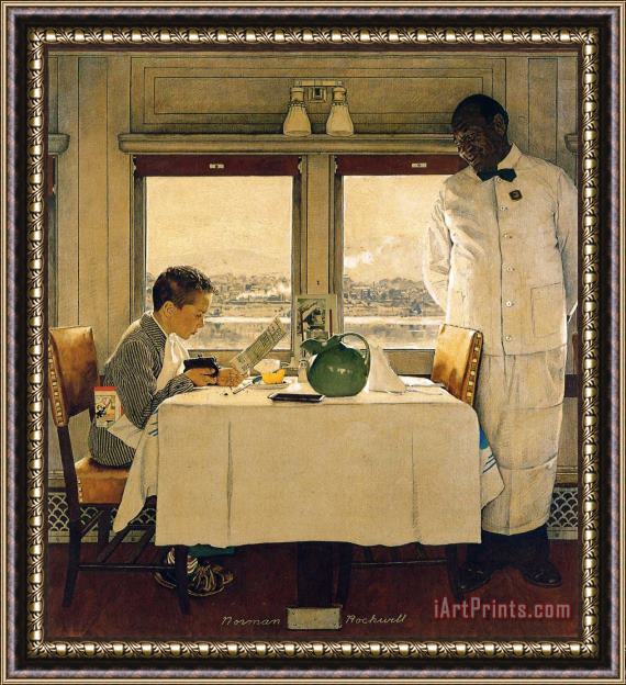 Norman Rockwell Boy in a Dining Car 1947 Framed Painting
