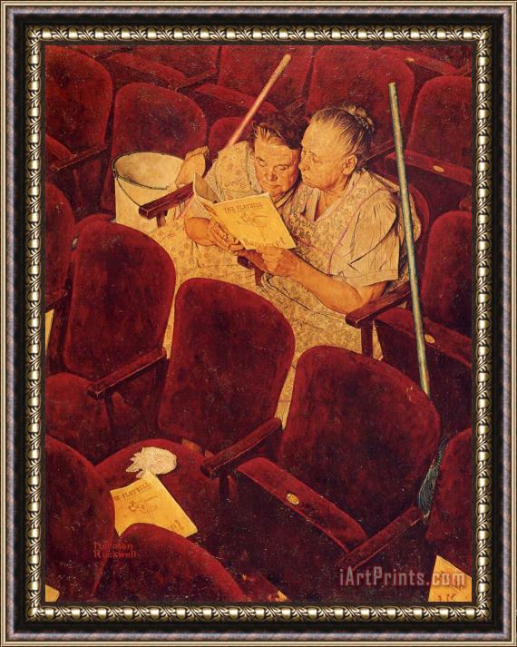 Norman Rockwell Charwomen in Theater 1946 Framed Painting