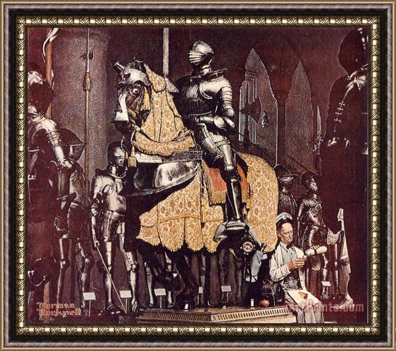 Norman Rockwell Lunch Break with a Knight Framed Painting