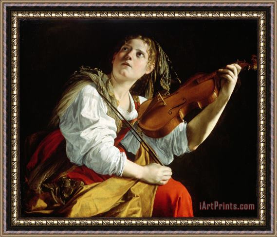 Orazio Gentileschi Young Woman with a Violin Framed Painting