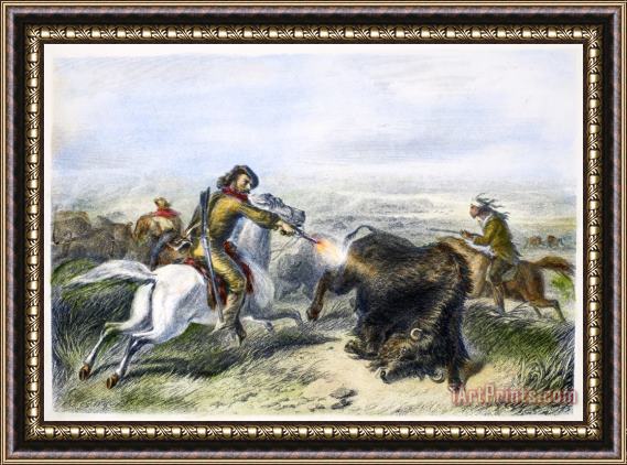 Others Buffalo Hunting, 1870 Framed Painting