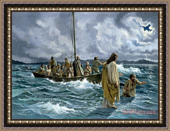 Others Christ walking on the Sea of Galilee Framed Painting