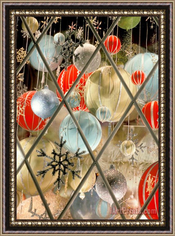 Others Christmas Decorations In Window Framed Painting