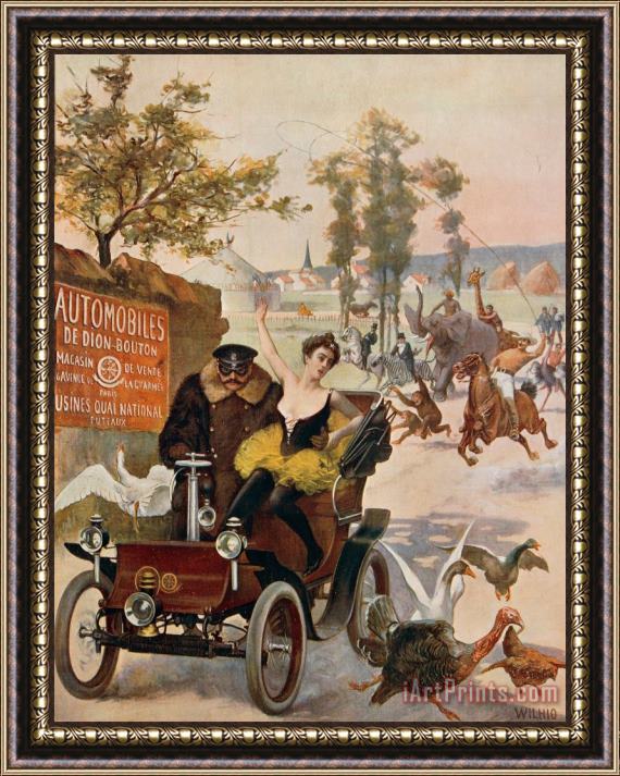 Others Circus Star Kidnapped Wilhio's Poster For De Dion Bouton Cars Framed Painting