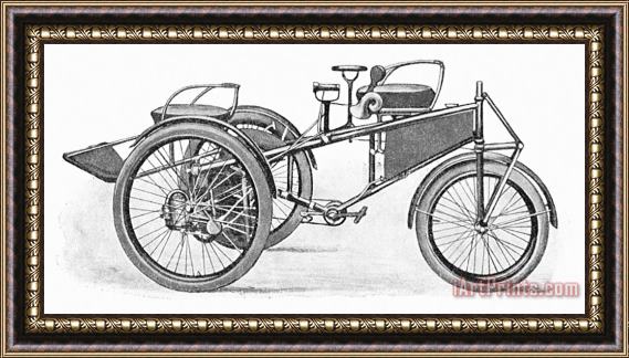 Others GERMAN MOTORCYCLE, c1900 Framed Painting