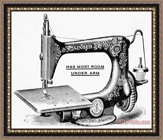 Others Singer Sewing Machine Framed Painting