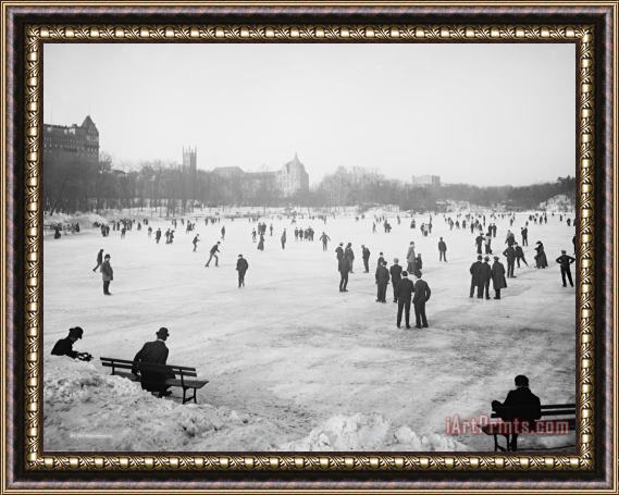 Others Skating In Central Park Framed Painting