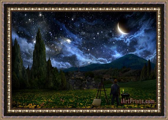 Others Starry Night Framed Painting
