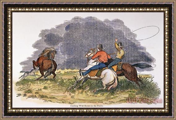 Others TEXAS COWBOYS, c1850 Framed Painting