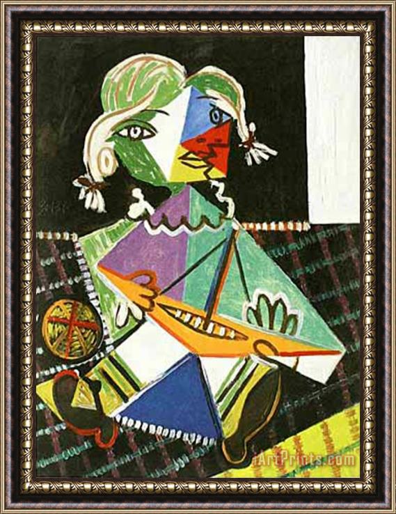 Pablo Picasso Kleines Maedchen Mit Boot C 1938 Framed Painting