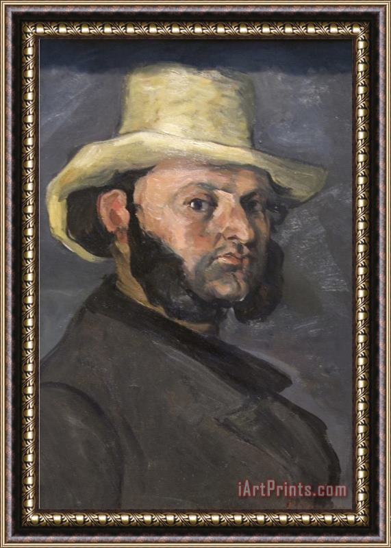 Paul Cezanne Gustav Boyer in Straw Hat Framed Painting