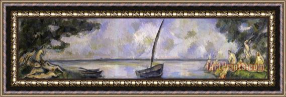 Paul Cezanne Les Baigneuses Et La Barque Framed Print