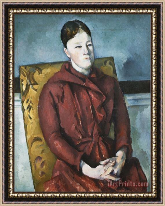 Paul Cezanne Madame Cezanne in a Yellow Armchair Framed Painting