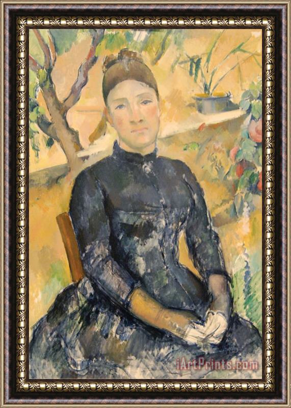 Paul Cezanne Madame Cezanne Nee Hortense Fiquet 1850 1922 in The Conservatory Framed Print