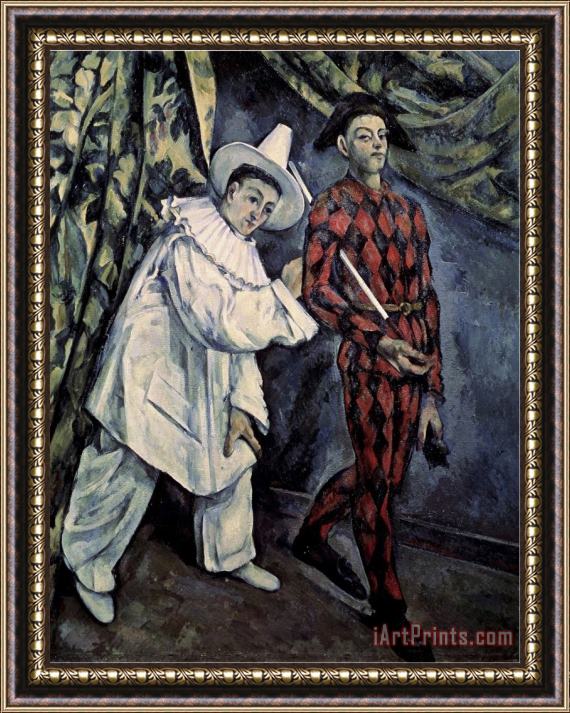 Paul Cezanne Pierrot And Harlequin Framed Painting