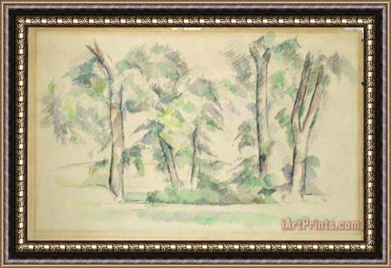 Paul Cezanne The Large Trees at Jas De Bouffan C 1885 87 Framed Painting