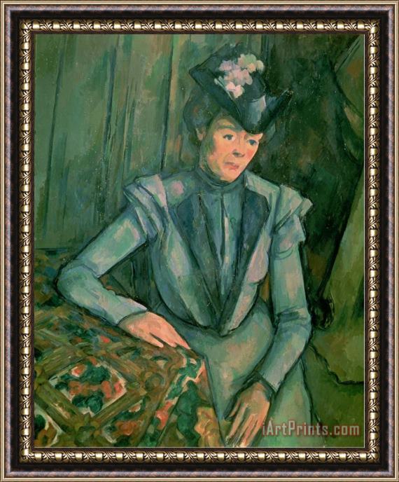 Paul Cezanne Woman in Blue Madame Cezanne 1900 02 Framed Painting