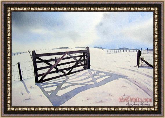 Paul Dene Marlor Winter Scene with Gate Framed Print