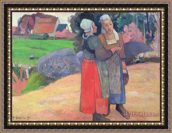Paul Gauguin Breton Peasants Framed Painting