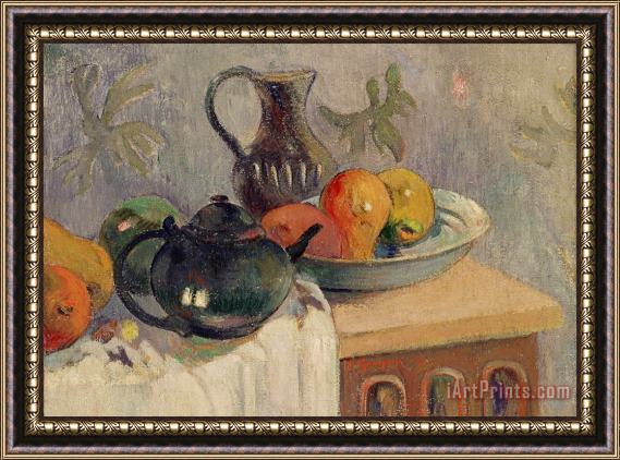 Paul Gauguin Teiera Brocca e Frutta Framed Painting